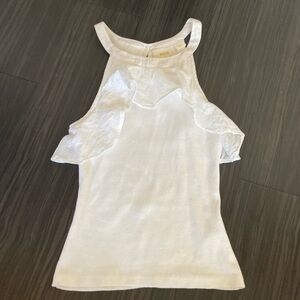 Anthropologie white ruffled tank top worn briefly once